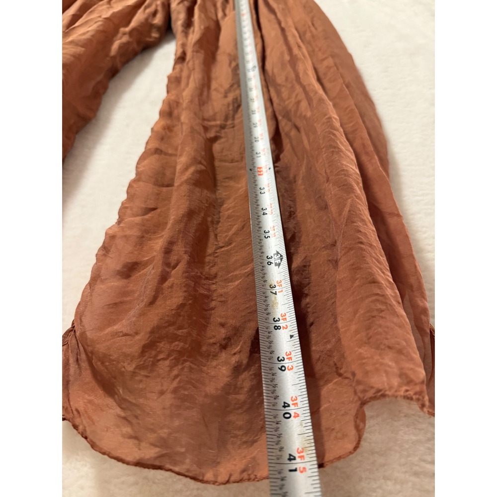 Tina Stephens Italy Wide Leg Palazzo Pants Rust Terracotta Silk Layered Slit S/M - Picture 4 of 9